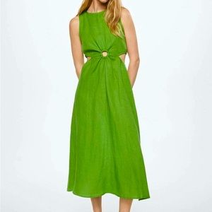 100% Linen O Ring Cut Out Maxi Dress